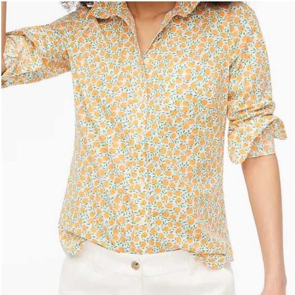 J. Crew Factory Women’s Lightweight Cotton Shirt Signature Fit Peaches Print S - Picture 1 of 10